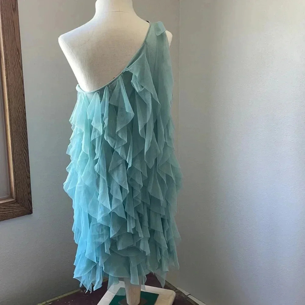 Twelve by Twelve One Shoulder Ruffle Dress in Light Blue - Picture 2 of 7